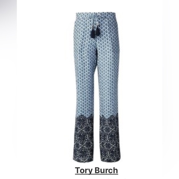 Tory Burch Linen Baja blue  Pants - Picture 3 of 10